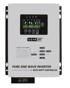GearUP 1200W,12V, Pure Sine Wave Solar Inverter With 40A MPPT Charge Controller (Lithium & Acid Battery Supported) – GHT-12K12 Plus